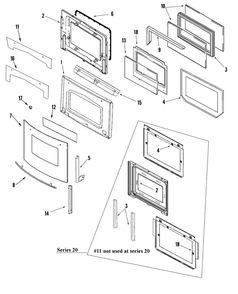 Door Diagram and Parts List for JJW8630DDW0  Maytag Wall Oven