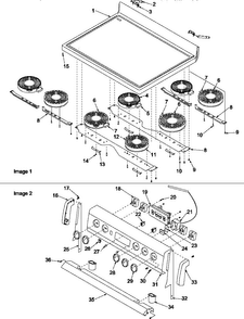 Main Top And Backguard Diagram and Parts List for ART6001W P1143450NW Amana Range
