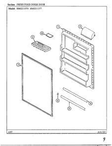 Fresh Food Inner Door/freezer Diagram and Parts List for HMG211577  Admiral Refrigerator