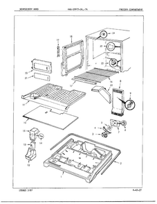 Freezer Compartment Diagram and Parts List for 19973A  Admiral Refrigerator