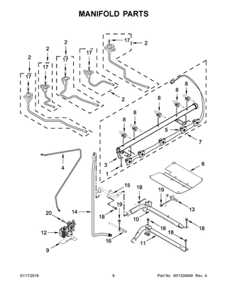 Manifold Parts Diagram and Parts List for MGR8800HK0  Maytag Range