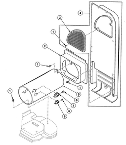 Heater Duct Diagram and Parts List for SDGF09QJ  Speed Queen Dryer