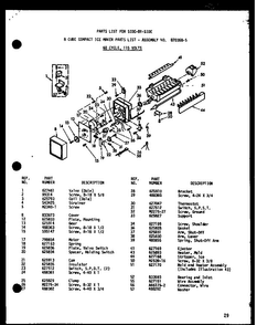 8 Cube Compact Ice Maker Diagram and Parts List for ESR22D-P73900-20W  Amana Refrigerator