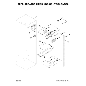 Refrigerator Liner And Control Parts Diagram and Parts List for JBSFS48NMX01  Jenn-Air Refrigerator