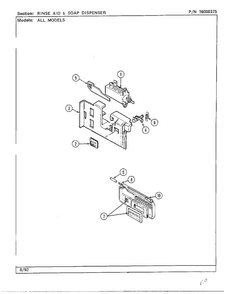 Rinse Aid & Soap Dispenser Diagram and Parts List for DWU7300A  Maytag Dishwasher
