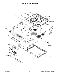 Cooktop Parts Diagram and Parts List for JES1450FS3  Maytag Range