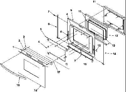 Oven Door Diagram and Parts List for ARTSC8650E-P1130660NE  Amana Range