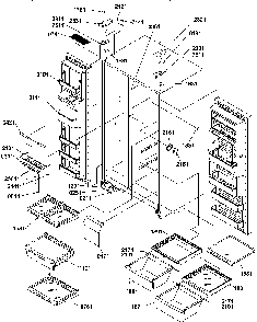 Refrigerator/freezer Shelves, Lights, And Hinges Diagram and Parts List for SRD520TW-P1308801WW  Amana Refrigerator