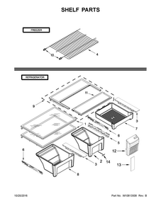 Shelf Parts Diagram and Parts List for 5VM1BXGFYA00  Maytag Refrigerator