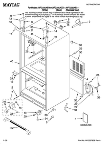 Cabinet Parts Diagram and Parts List for MFD2562KES11  Maytag Refrigerator