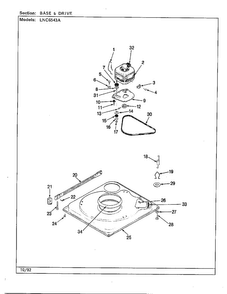 Base And Drive Diagram and Parts List for 6543A  Norge Washer