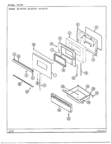 Door Diagram and Parts List for 68-4567-40  Magic Chef Range