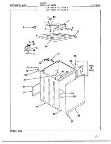 Exterior Diagram and Parts List for 6430 LOT A REV B Norge Washer