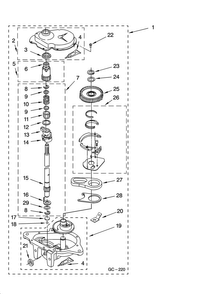 Gearcase Parts Diagram and Parts List for 7MMPS0070VM1  Maytag Washer