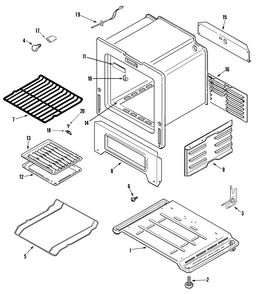Oven/base Diagram and Parts List for MGRH451BDW  Maytag Range