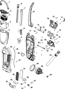 Upper Housing Diagram and Parts List for U5179-906  Hoover Upright Vacuum