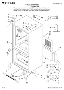 Cabinet Parts Diagram and Parts List for JFC2070KRS12  Jenn-Air Refrigerator