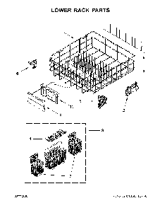 Lower Rack Parts Diagram and Parts List for 66514815N611  Kenmore Dishwasher