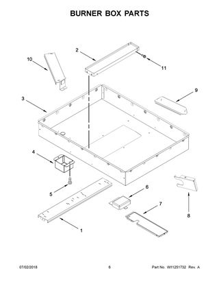 Burner Box Parts Diagram and Parts List for JED4430GS01  Maytag Cooktop