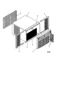 Outer Case Assembly Diagram and Parts List for RC10190A1D PRC10190A1DA Amana Air Conditioner