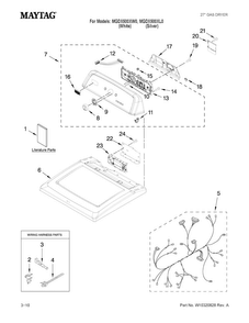 Top And Console Parts Diagram and Parts List for MGDX500XW0  Maytag Dryer