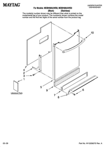 Door And Panel Parts Diagram and Parts List for MDBH985AWB0  Maytag Dishwasher