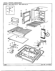 Freezer Compartment Diagram and Parts List for 23922-0A  Admiral Refrigerator