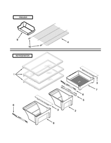 Shelf Parts Diagram and Parts List for M1TXEGMYS00  Maytag Refrigerator