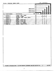 Freezer Inner Door Page 2 Diagram and Parts List for HMG621860  Admiral Refrigerator