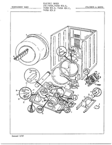 Cylinder And Drive Diagram and Parts List for 7435A  Norge Dryer