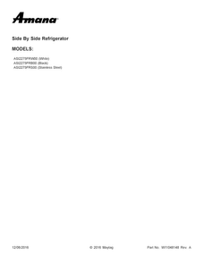 Cover Sheet Diagram and Parts List for ASI2275FRS00  Amana Refrigerator