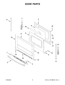 Door Parts Diagram and Parts List for ACR4203MNS0  Amana Range