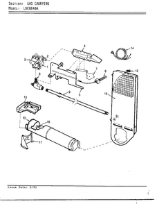 Gas Carrying Diagram and Parts List for 8640A REV A Norge Dryer