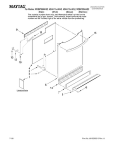 Door And Panel Parts Diagram and Parts List for MDB6759AWS2  Maytag Dishwasher