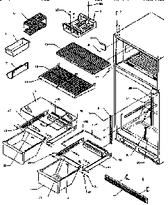 Cabinet Shelving Diagram and Parts List for TS18RB-P1158407W  Amana Refrigerator