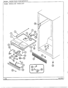 Fresh Food Compartment Diagram and Parts List for HMG211360  Admiral Refrigerator