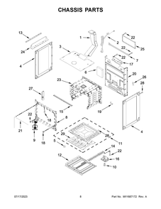 Chassis Parts Diagram and Parts List for AGR4203MNS0  Amana Range