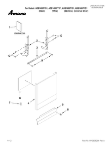 Door And Panel Parts Diagram and Parts List for ADB1400PYB1  Amana Dishwasher