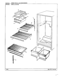 Shelves And Accessories Diagram and Parts List for 21514-0A  Admiral Refrigerator