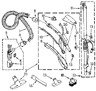 Hose And Attachment Diagram and Parts List for 1162145090  Kenmore Canister Vacuum