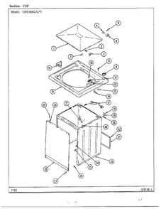 Top Diagram and Parts List for 6002A REV A Norge Washer