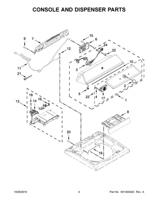 Console And Dispenser Parts Diagram and Parts List for MVWB835DC5  Maytag Washer
