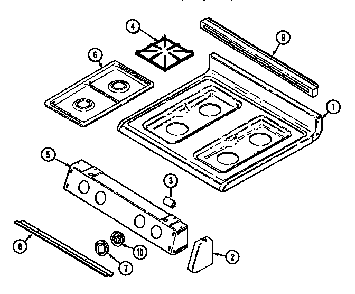Top Assembly Diagram and Parts List for MGR5730ADL  Maytag Range