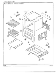 Oven/base Diagram and Parts List for DF253660  Magic Chef Range