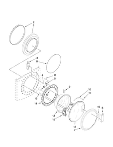 Door And Latch Parts Diagram and Parts List for MHWZ600WR00  Maytag Washer