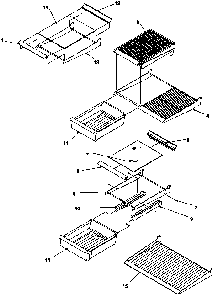 Cabinet Shelving Diagram and Parts List for GTA18B2L-P1192602WL  Amana Refrigerator