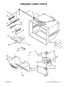 Freezer Liner Parts Diagram and Parts List for MBB1957FEB00  Maytag Refrigerator