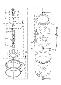 Agitator, Basket And Tub Parts Diagram and Parts List for NTW4500VQ0  Amana Washer