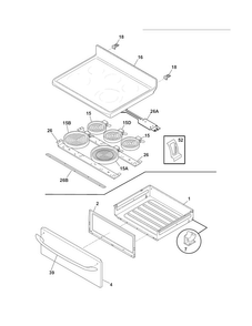Top/drawer Diagram and Parts List for CRE3880LSK  Crosley Range