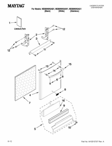 Door And Panel Parts Diagram and Parts List for MDB8959SAS1  Maytag Dishwasher